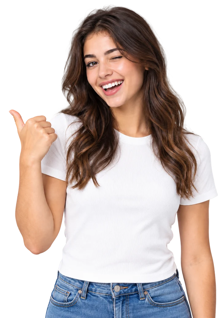 Une élève souriante fait un signe d’encouragement